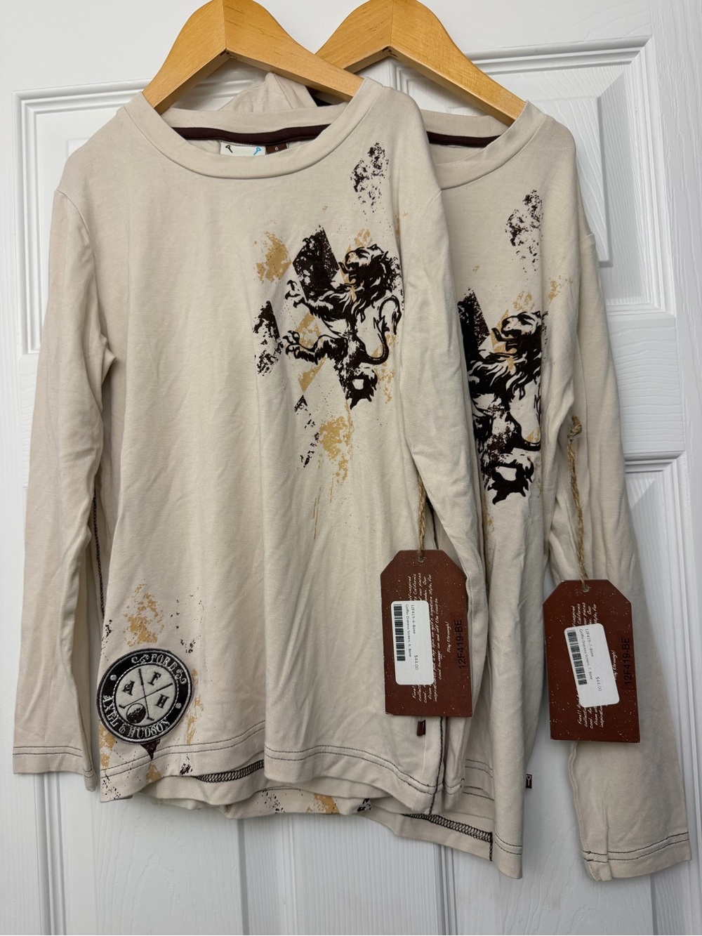 NWT Axel & Hudson Boys Lion Crest Long Sleeve Tee | Cream